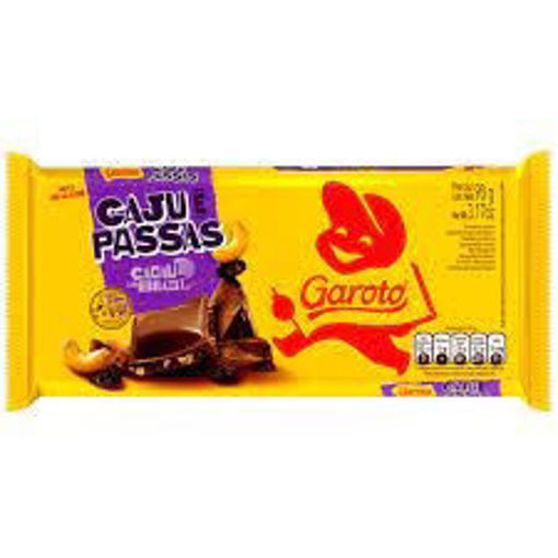 Imagen de CHOCOLATE GAROTO CAJU Y PASAS 90 GR (16 UNI)