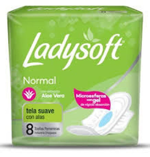 Imagen de TOALLAS FEMENINAS LADYSOFT NORMAL TELA SUAVE X 8 UNI