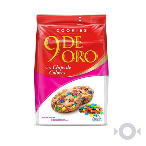 Imagen de GALLETAS 9 DE ORO COOKIS CON CHIPS DE COLORES 120 GR (16 UNI)
