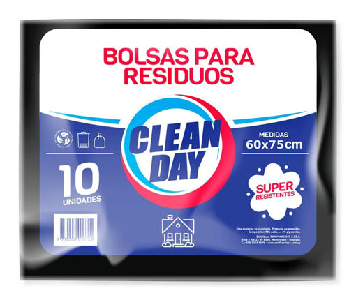 Imagen de BOLSA RESIDUOS CLEAN DAY FAMILIAR GRANDE 60X75 10 UNIDADES (5 UNI)