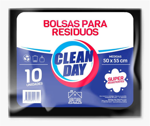 Imagen de BOLSA RESIDUOS CLEAN DAY 50X55 10 UNIDADES (5 UNI)