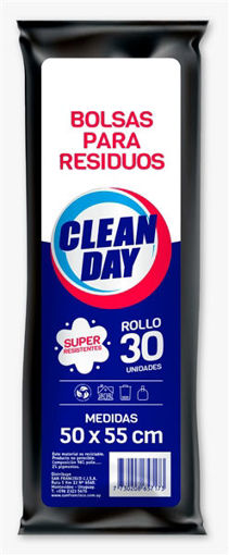 Imagen de BOLSA RESIDUOS CLEAN DAY ROLLO 50X55 30 UNIDADES (5 UNI)