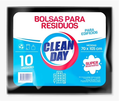 Imagen de BOLSA RESIDUOS CLEAN DAY EDIFICIO 70X105 10 UNIDADES (5 UNI)